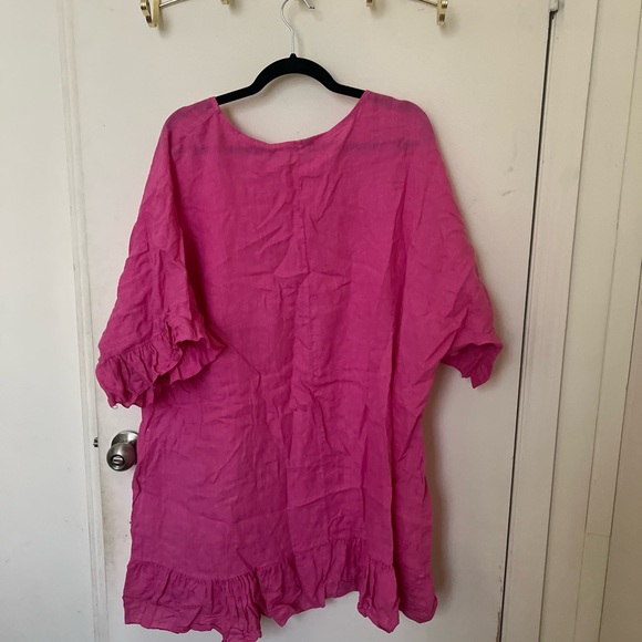 100% Linen Hot Pink Dress Cover Up Made in Italy - Picture 5 of 5